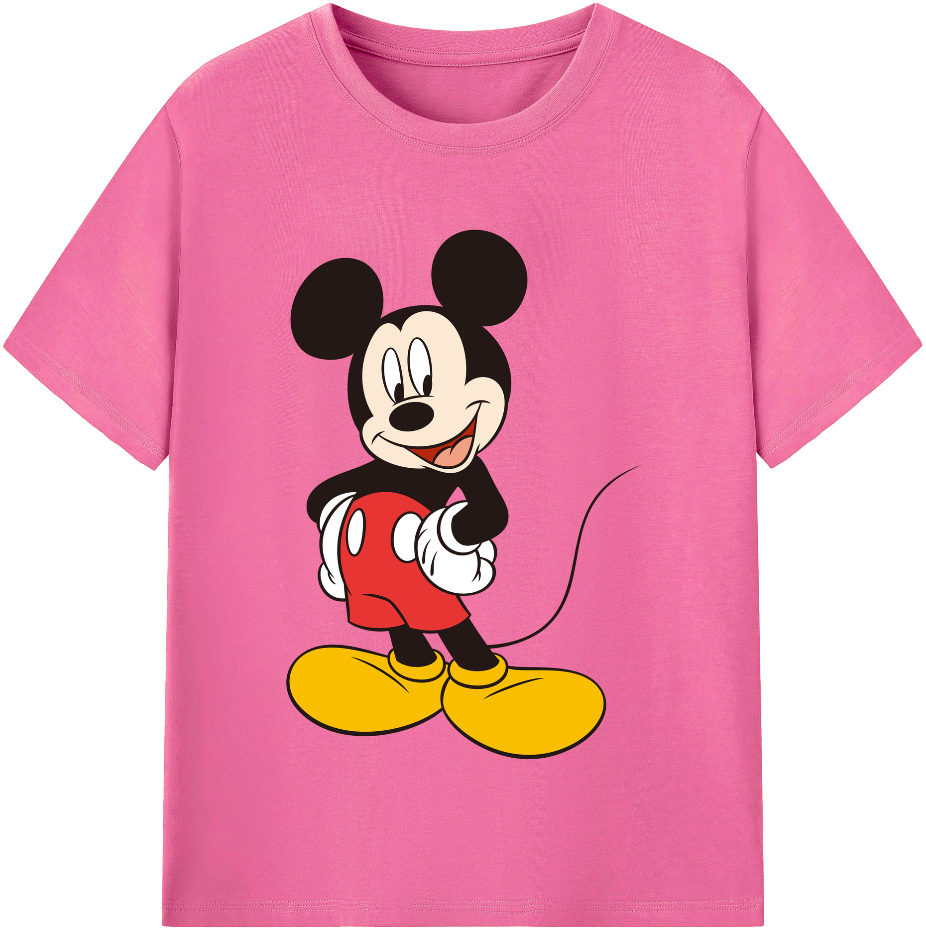 （画像用） ミッキーマウス Mickey Mouse レディースカジュアルプリントTシャツ（綿100％）